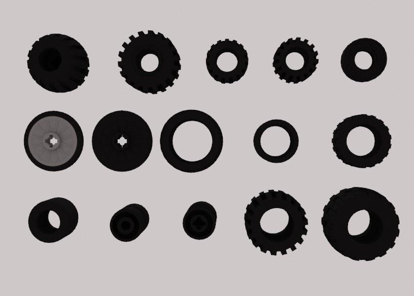 Lego Tire pack Low-poly 3D model_3
