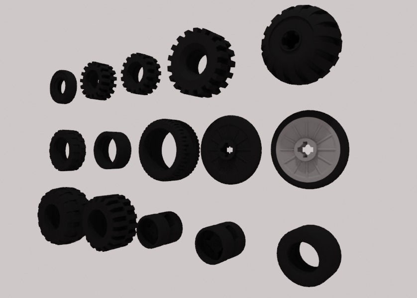 Lego Tire pack Low-poly 3D model_1