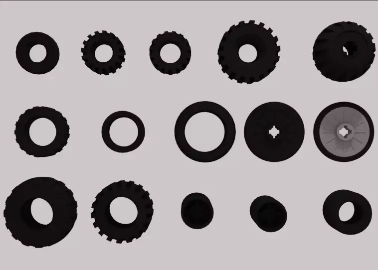 Lego Tire pack Low-poly 3D model_0