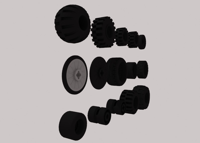 Lego Tire pack Low-poly 3D model_2