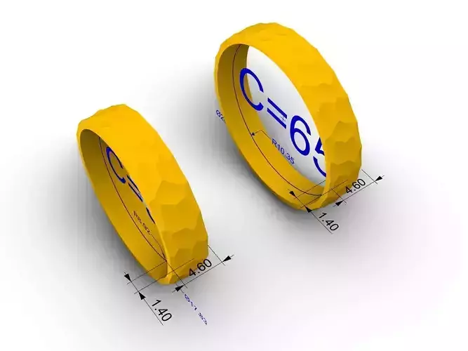 Hammered wedding bands size 65 and 56 3D print model