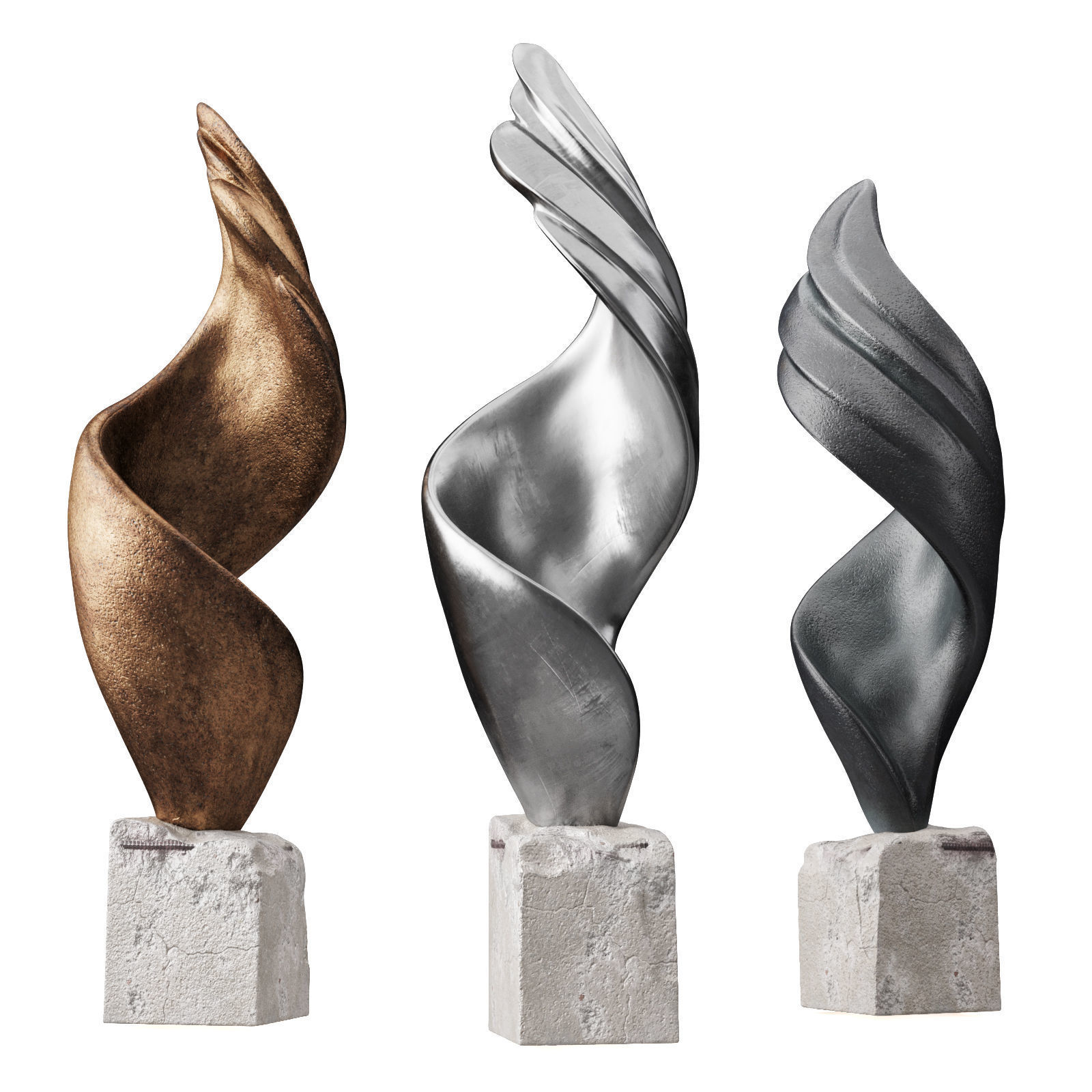 Twisted wing sculpture 3D model_4