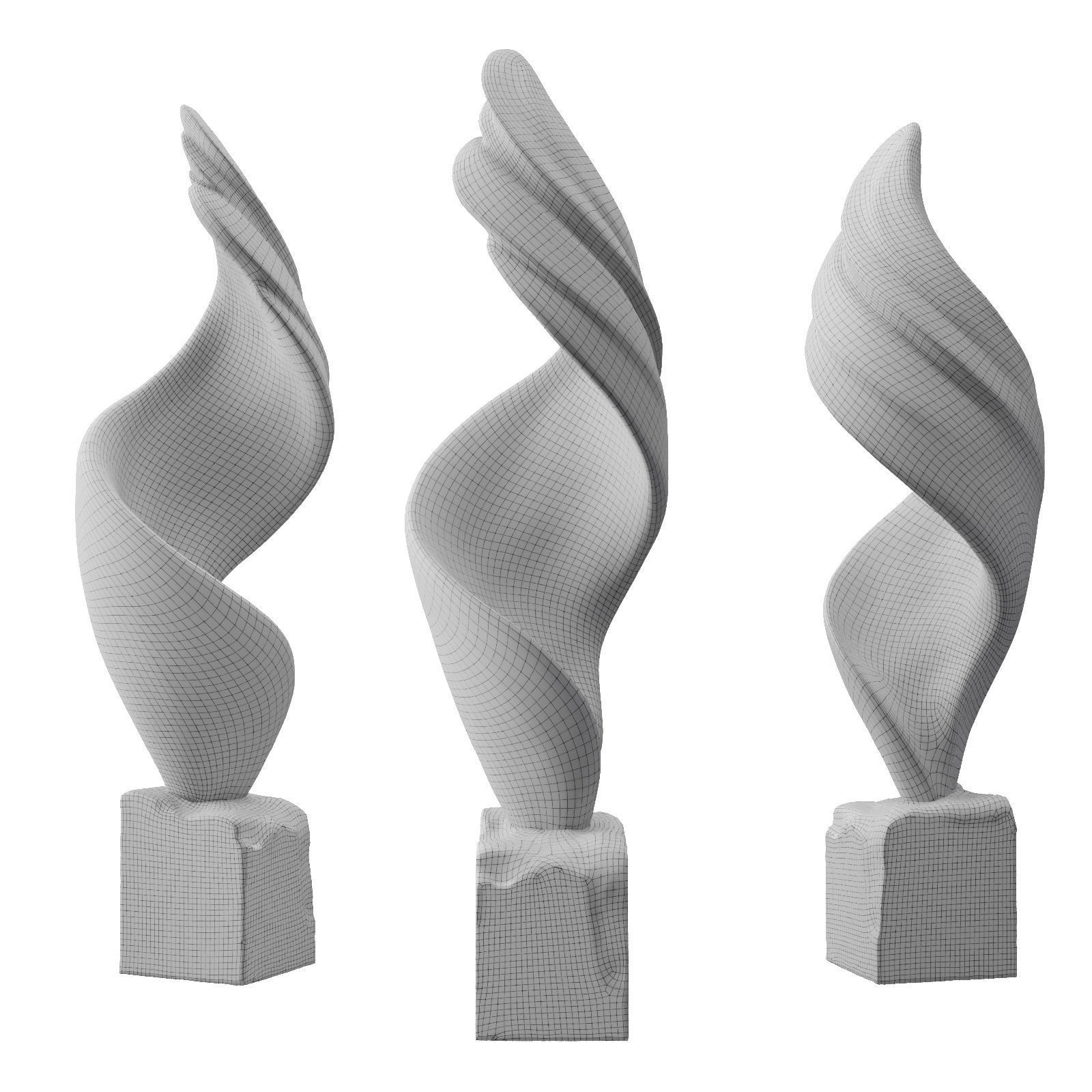 Twisted wing sculpture 3D model_6