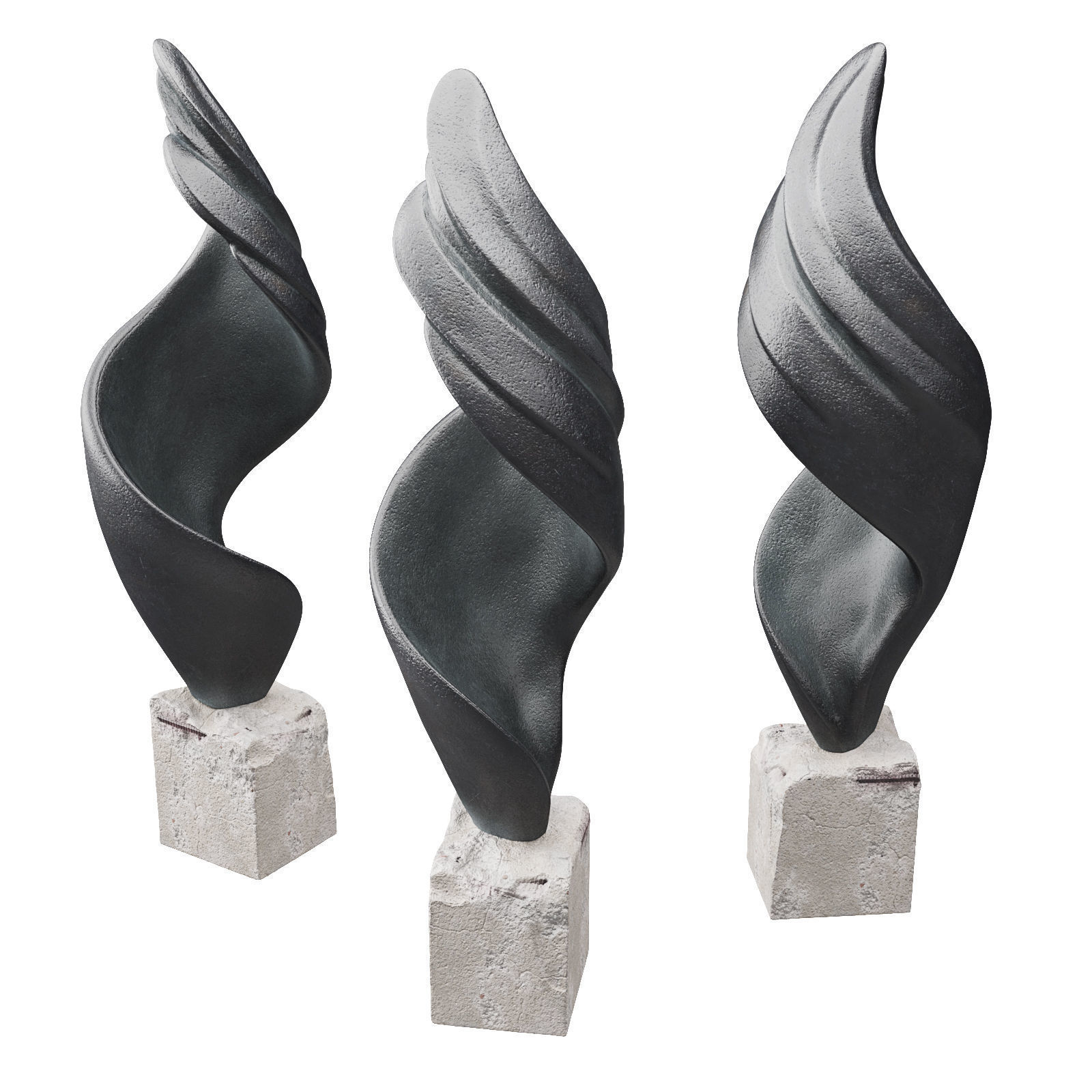 Twisted wing sculpture 3D model_3