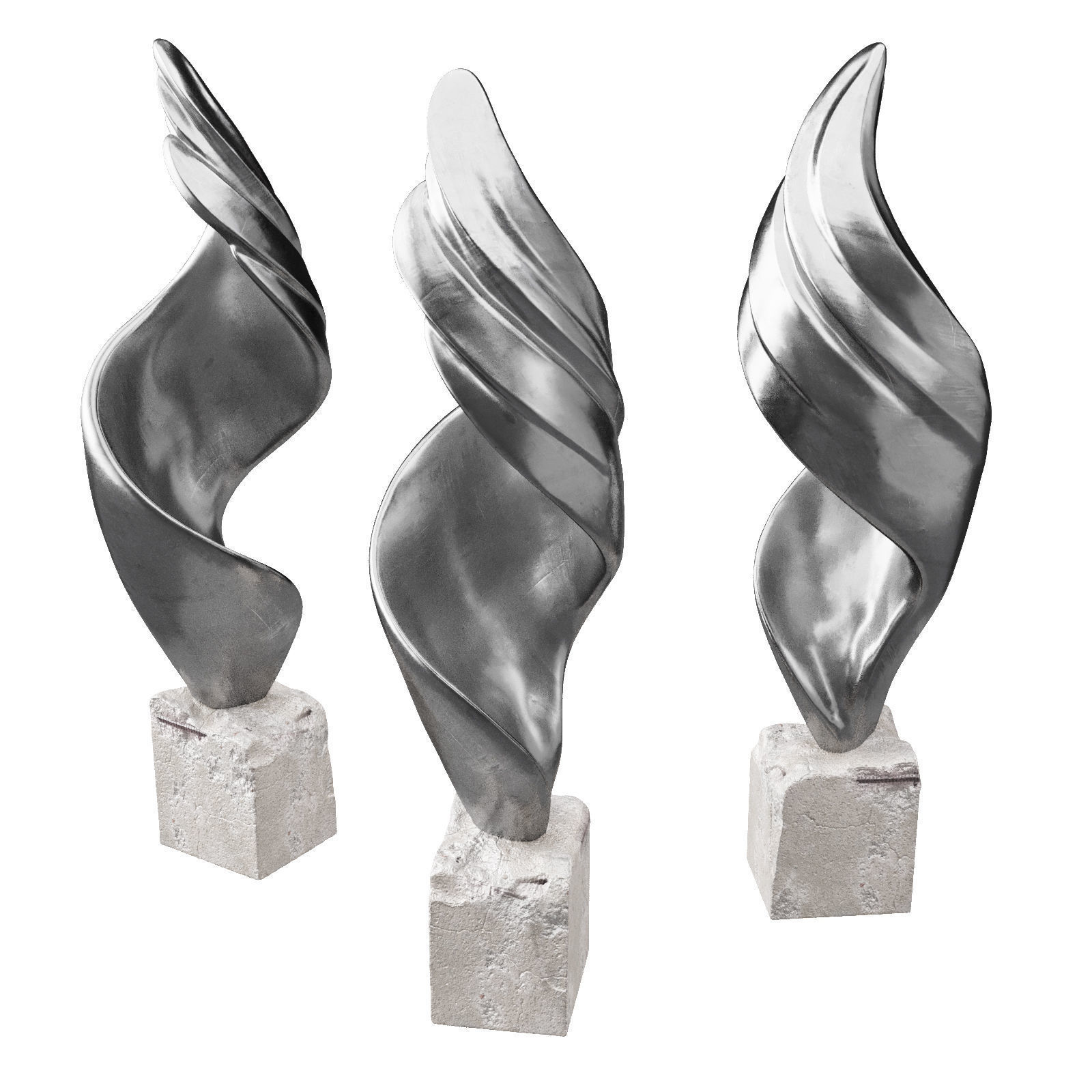 Twisted wing sculpture 3D model_2