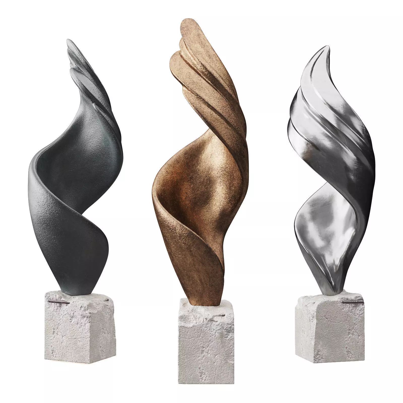 Twisted wing sculpture 3D model_0