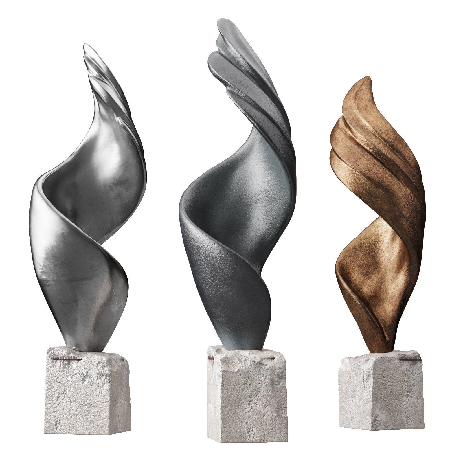 Twisted wing sculpture 3D model_5