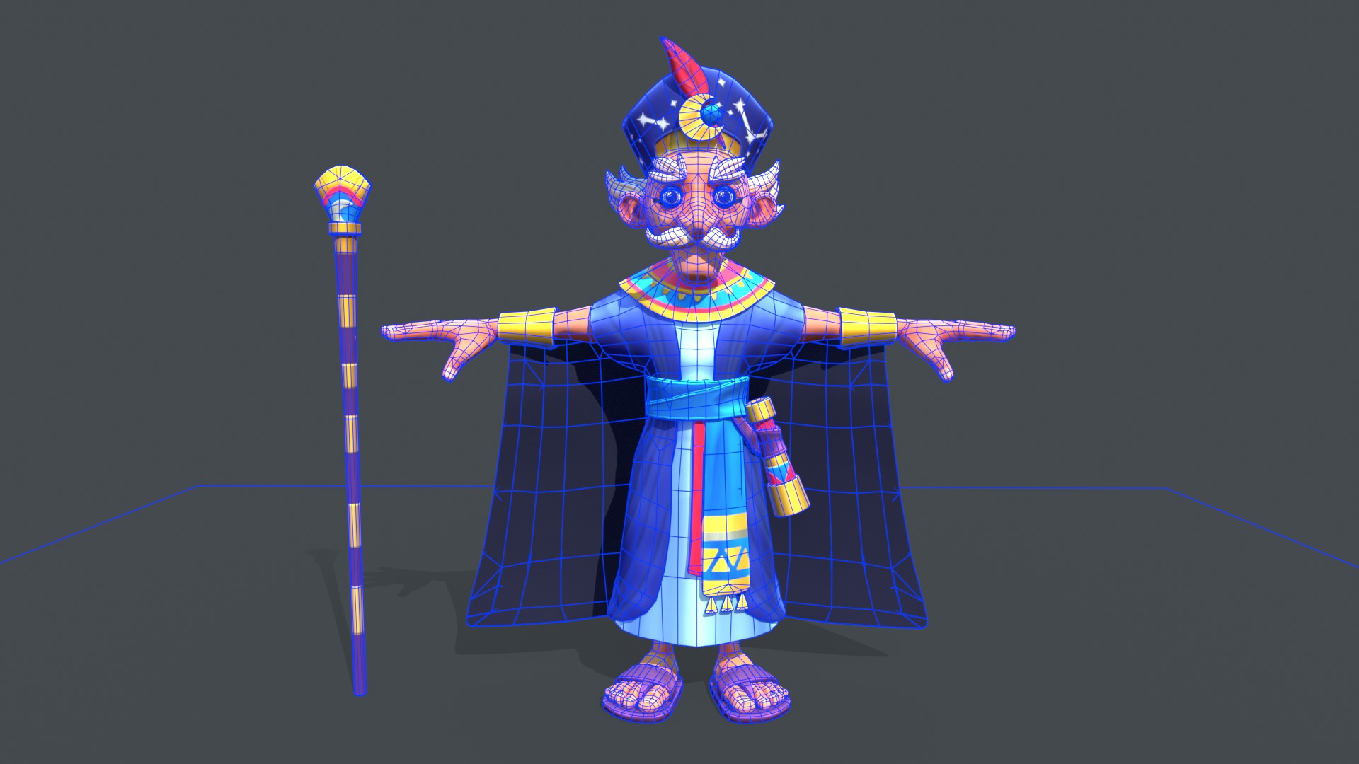 Stylized Egyptian Mage Low-poly 3D model_8