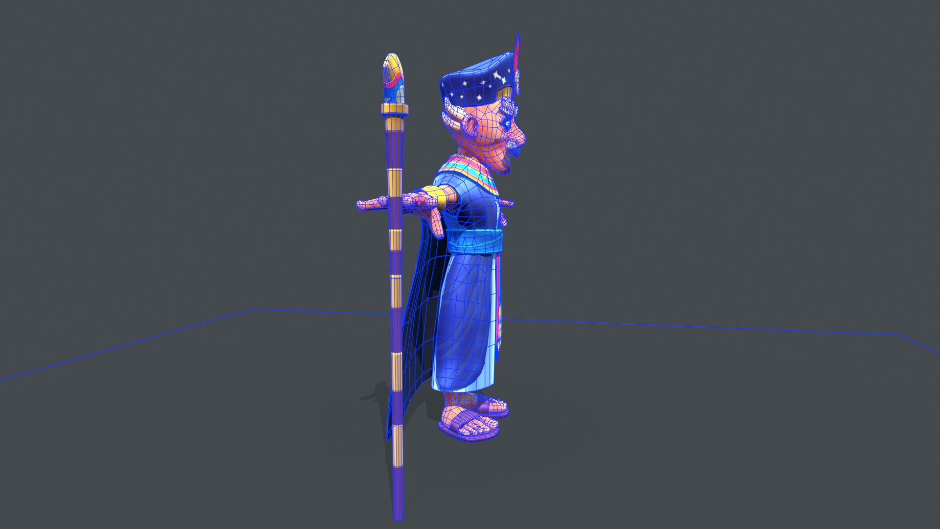 Stylized Egyptian Mage Low-poly 3D model_14