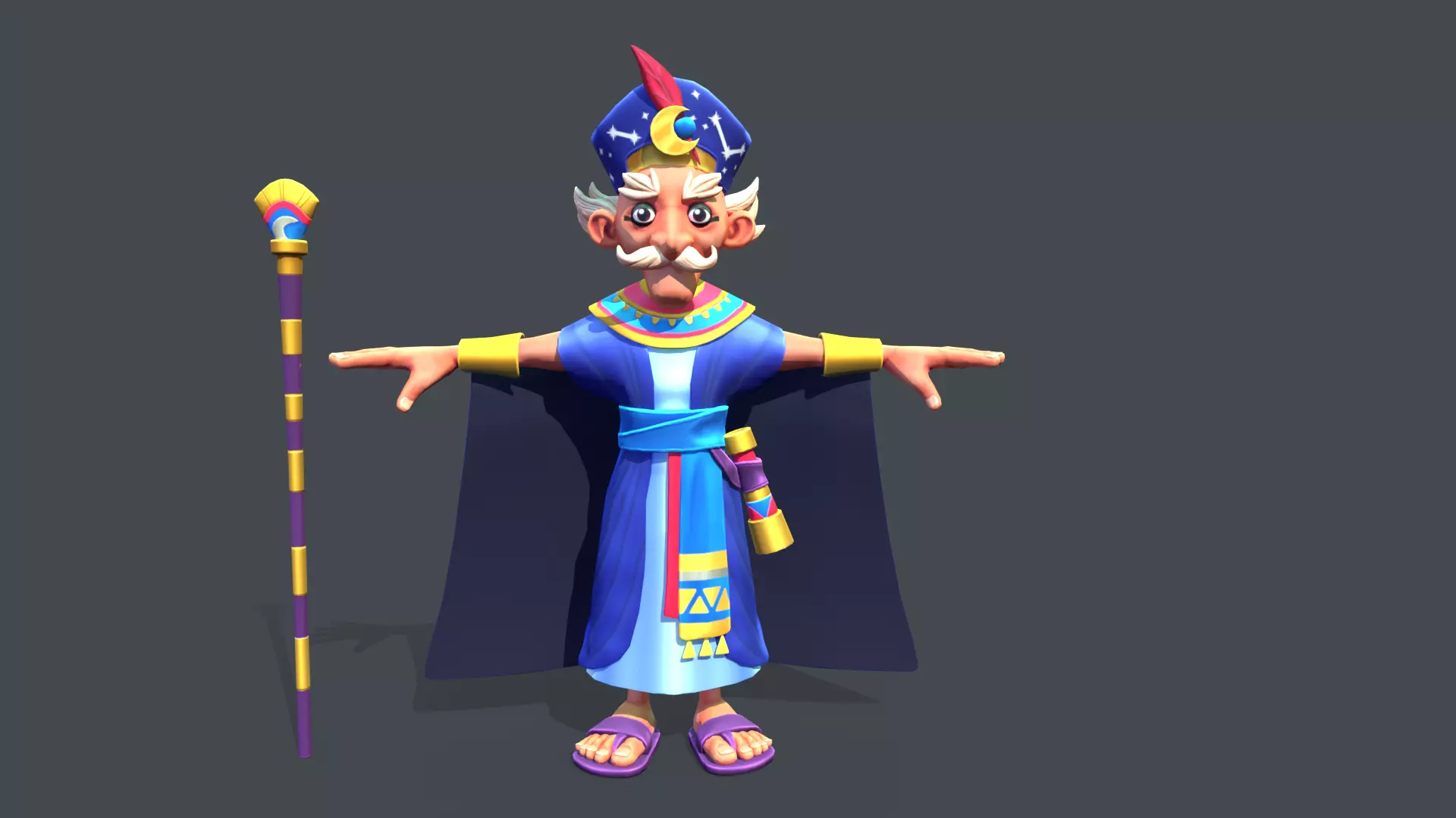 Stylized Egyptian Mage Low-poly 3D model_0