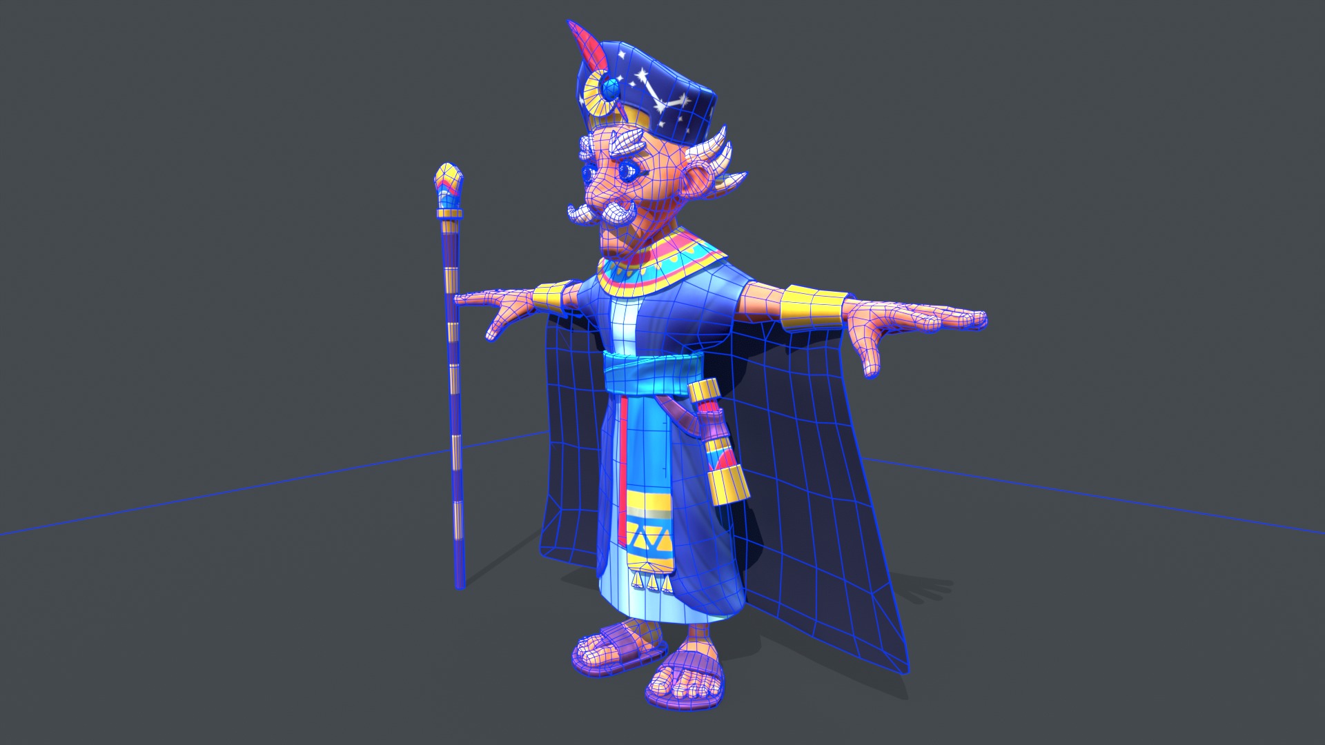 Stylized Egyptian Mage Low-poly 3D model_9