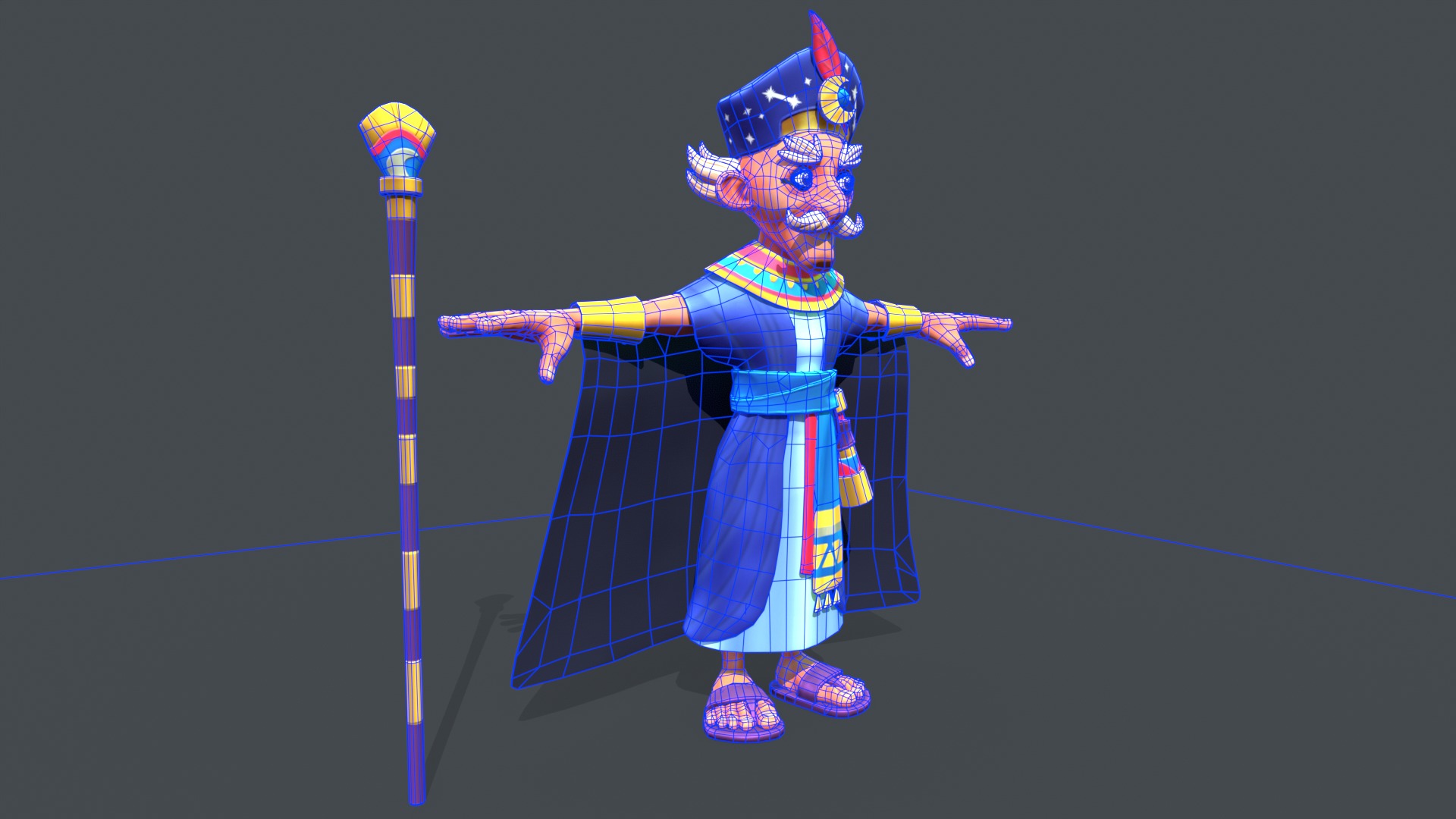 Stylized Egyptian Mage Low-poly 3D model_15