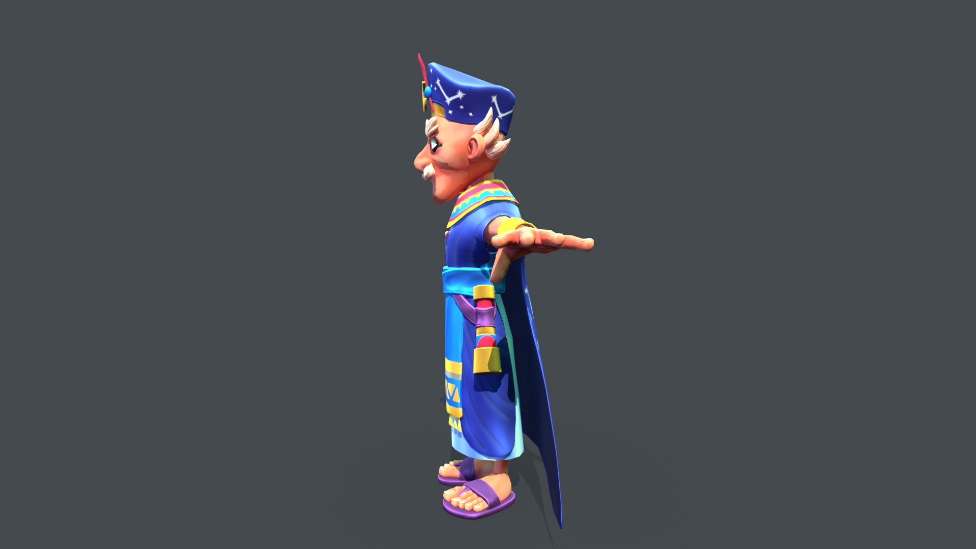 Stylized Egyptian Mage Low-poly 3D model_2