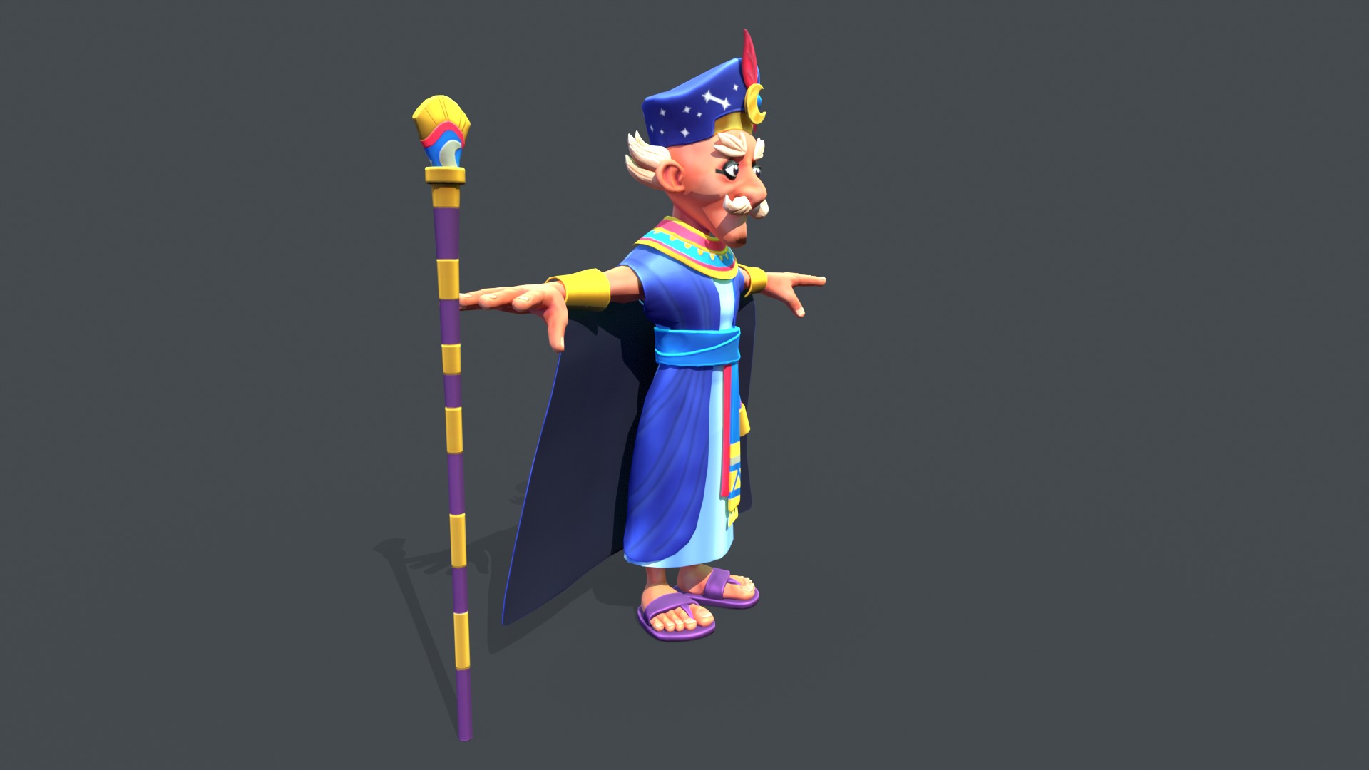 Stylized Egyptian Mage Low-poly 3D model_6