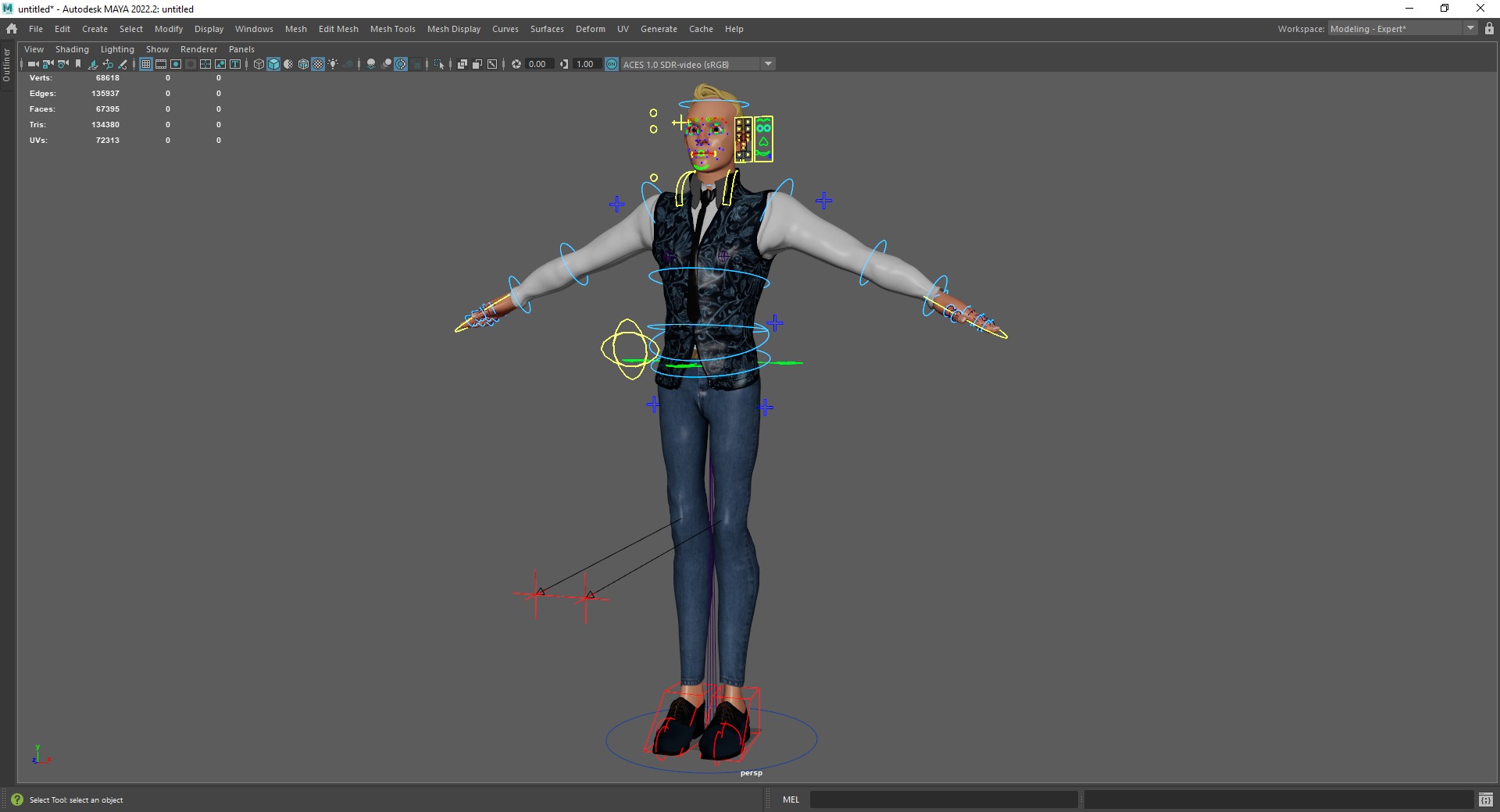 Cartoon Gentleman in Fancy Waistcoat Low-poly 3D model_22