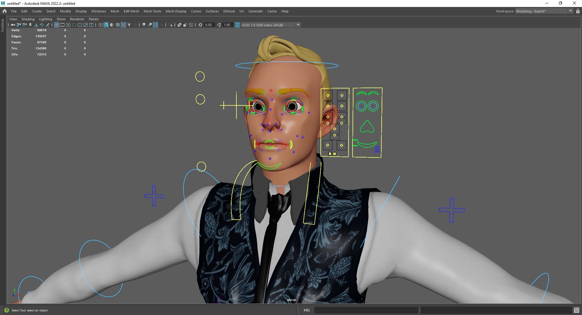 Cartoon Gentleman in Fancy Waistcoat Low-poly 3D model_23