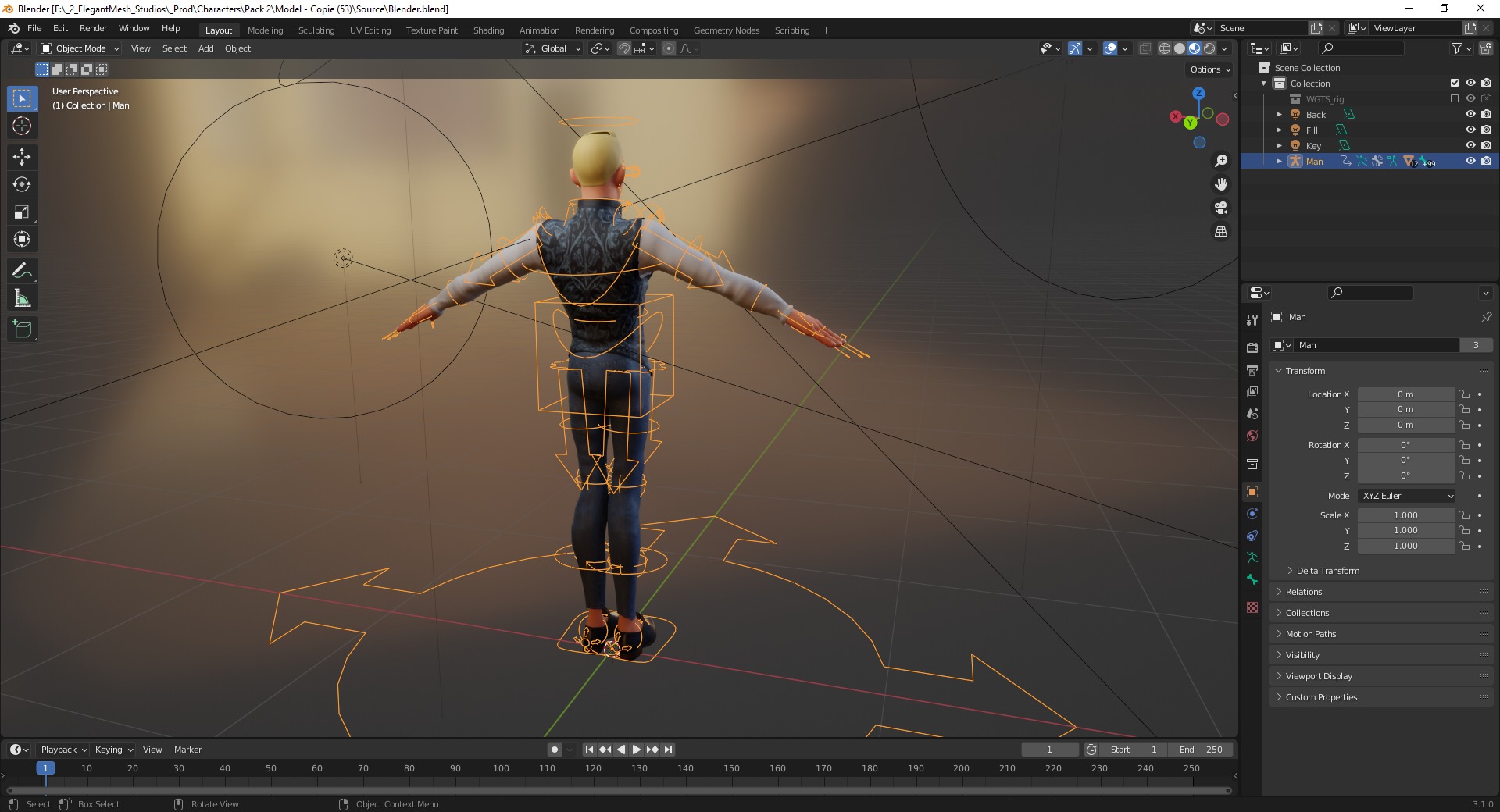 Cartoon Gentleman in Fancy Waistcoat Low-poly 3D model_20