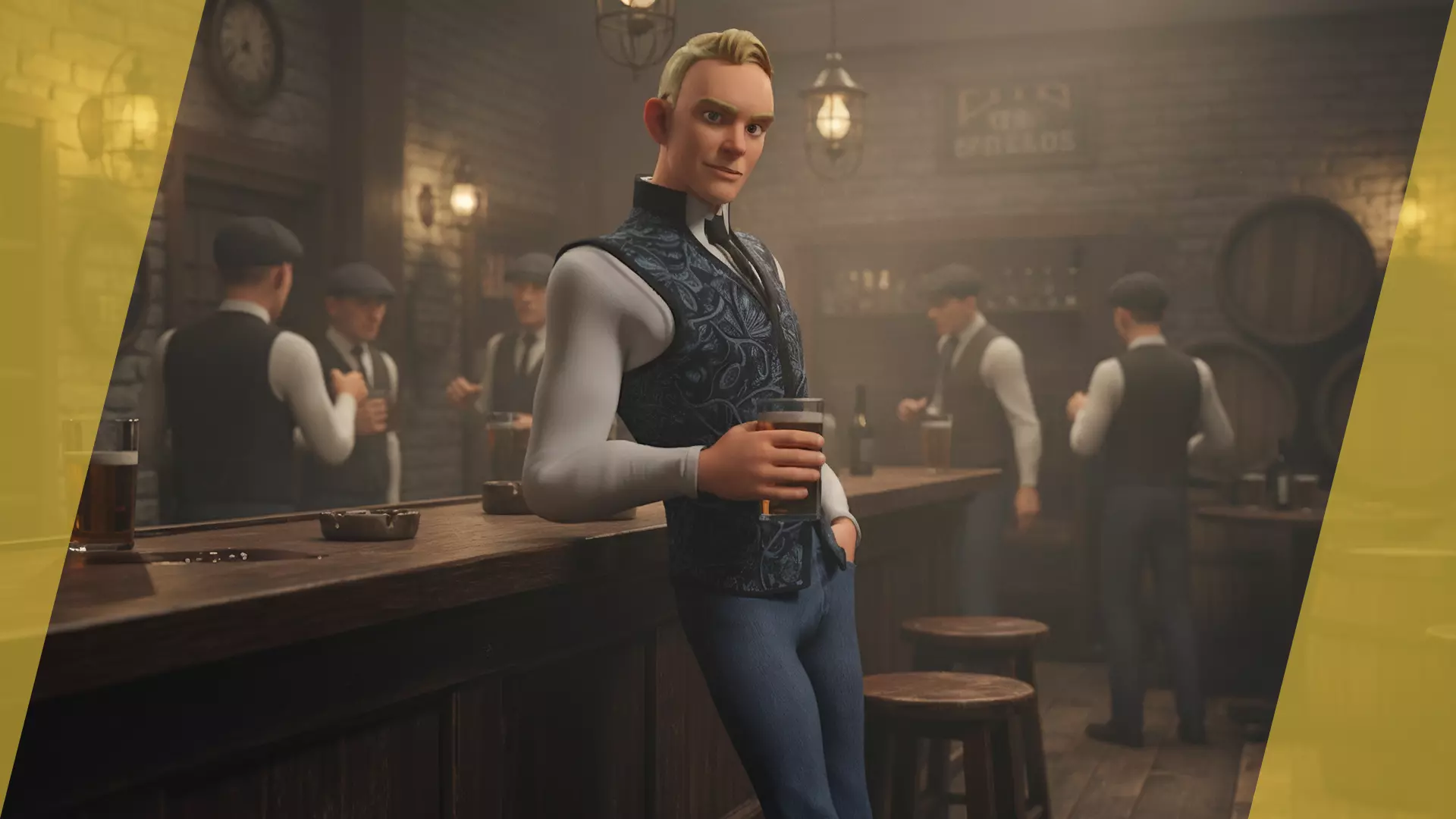 Cartoon Gentleman in Fancy Waistcoat Low-poly 3D model_4