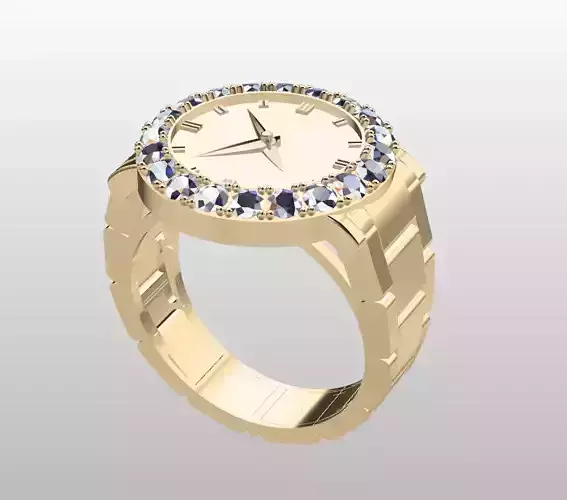 Mens Ring Diamond Watch  3D print model