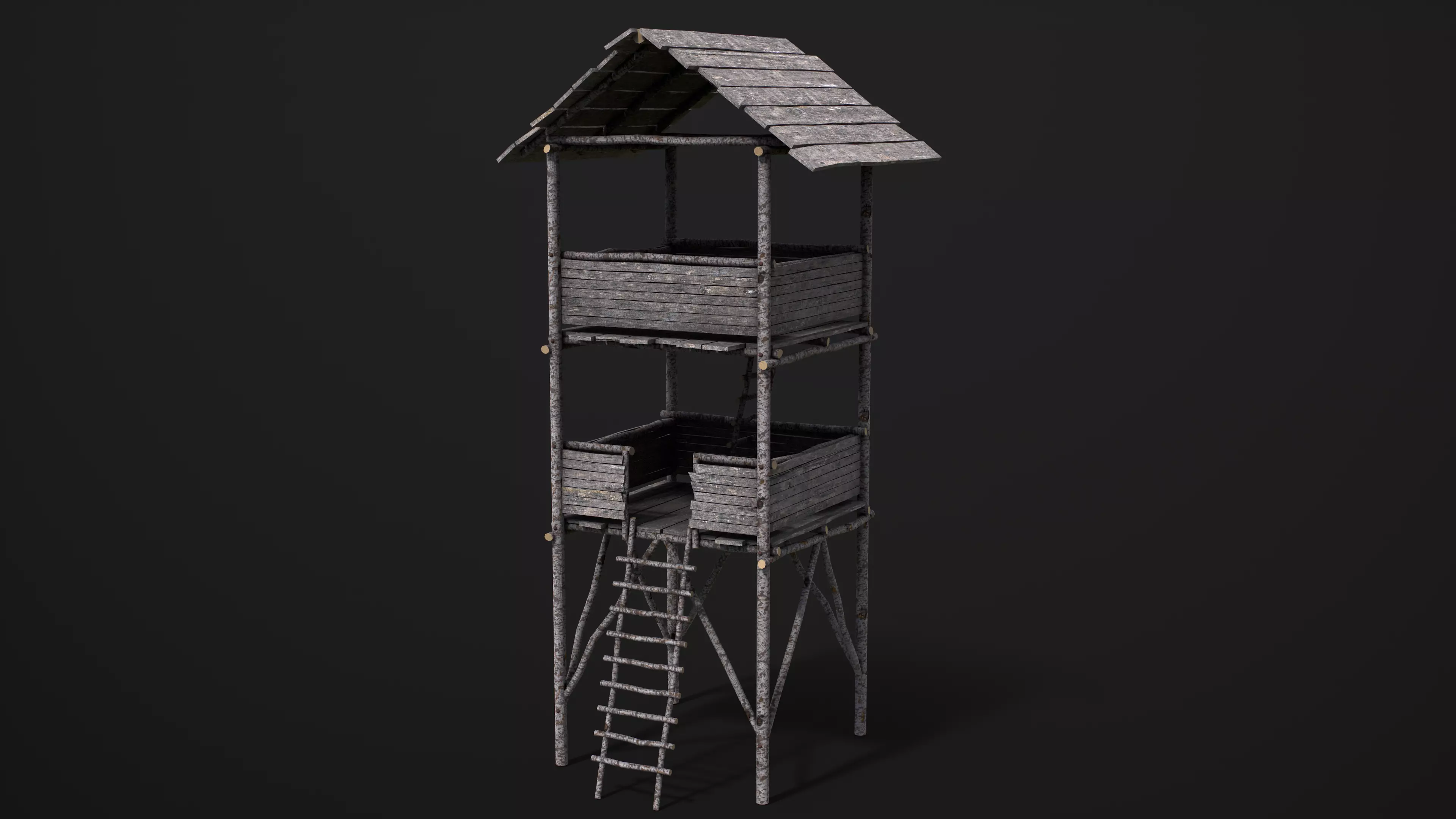 Improvised Wooden Watchtower Low-poly 3D model