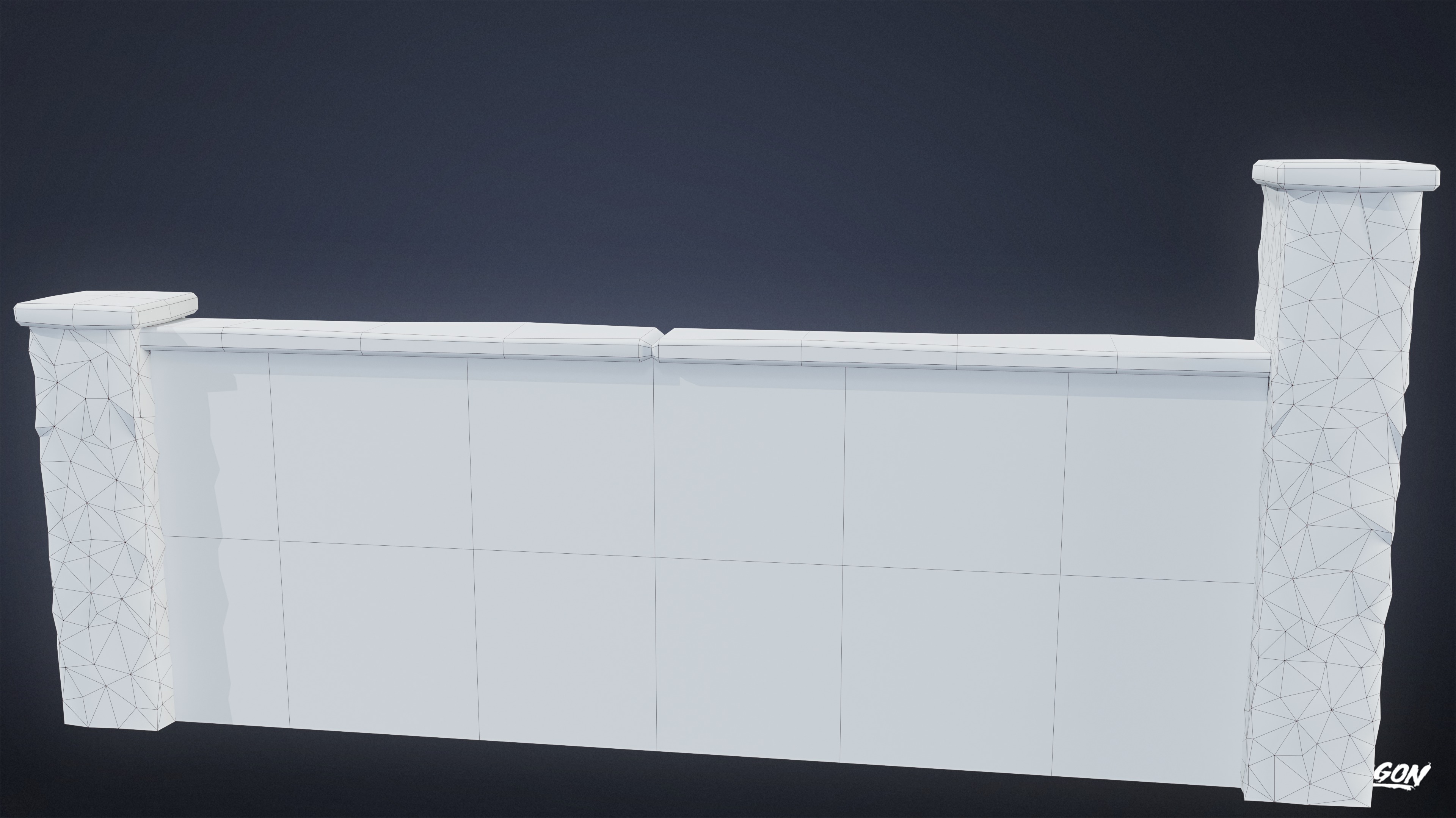 GATES AND FENCES - Wall 17 - LOW POLY Low-poly 3D model_9