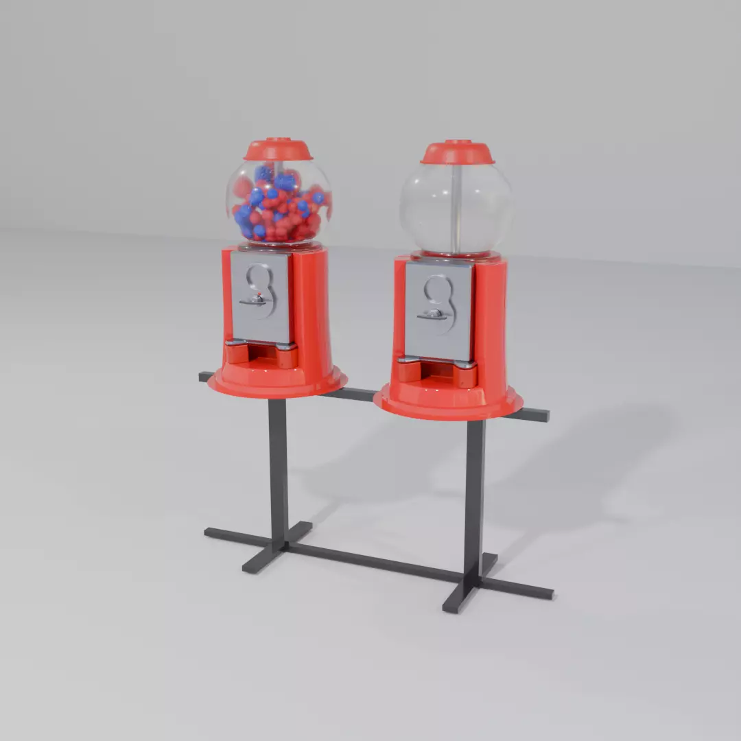Coin Bubblegum Vending Machine Combo Free 3D model_0