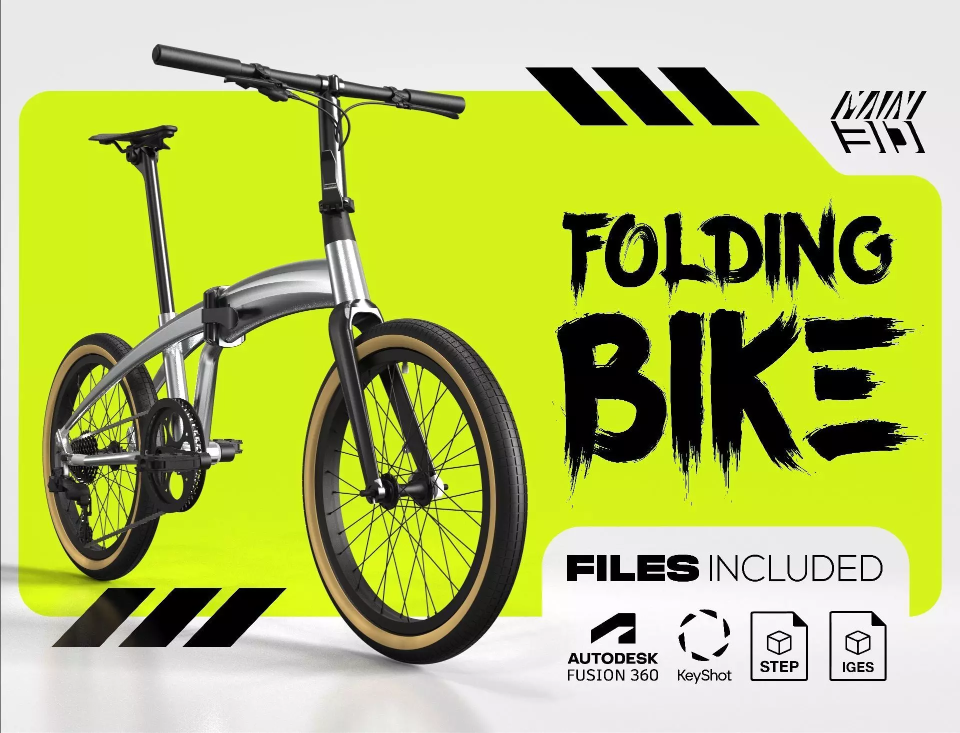 FOLDING BICYCLE ACTUAL DIMENSION 3D model