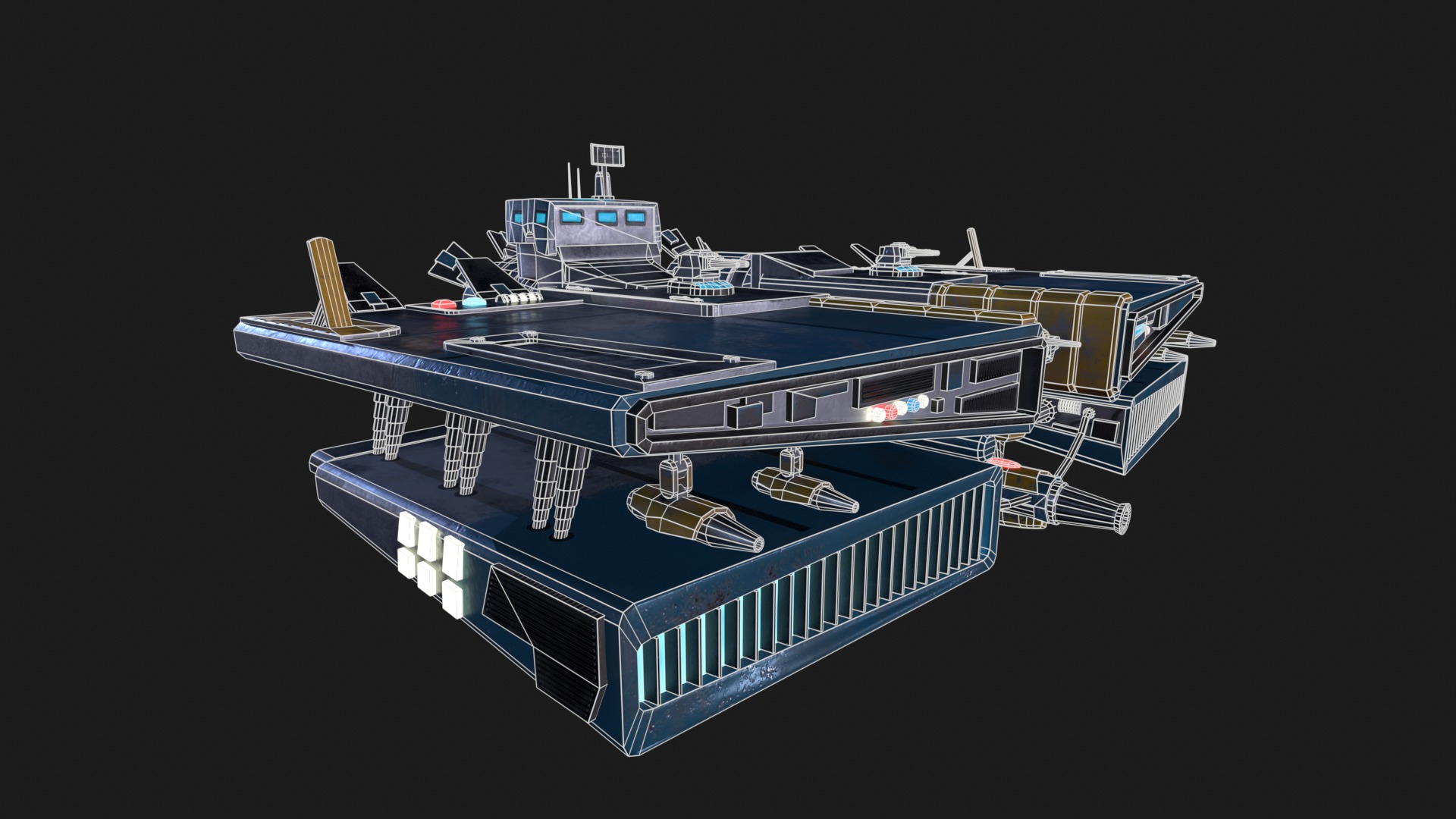 Pirate Rebel Spaceship Low-poly 3D model_20