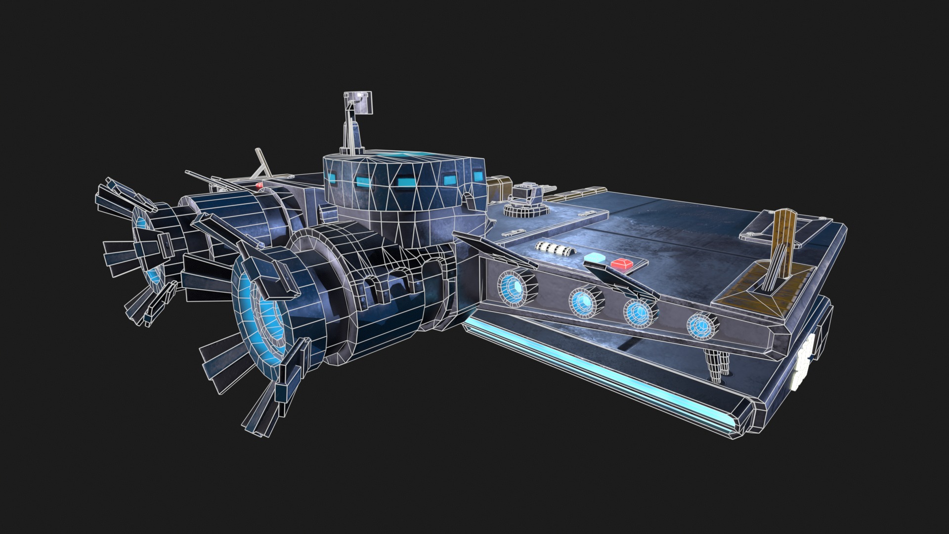 Pirate Rebel Spaceship Low-poly 3D model_18