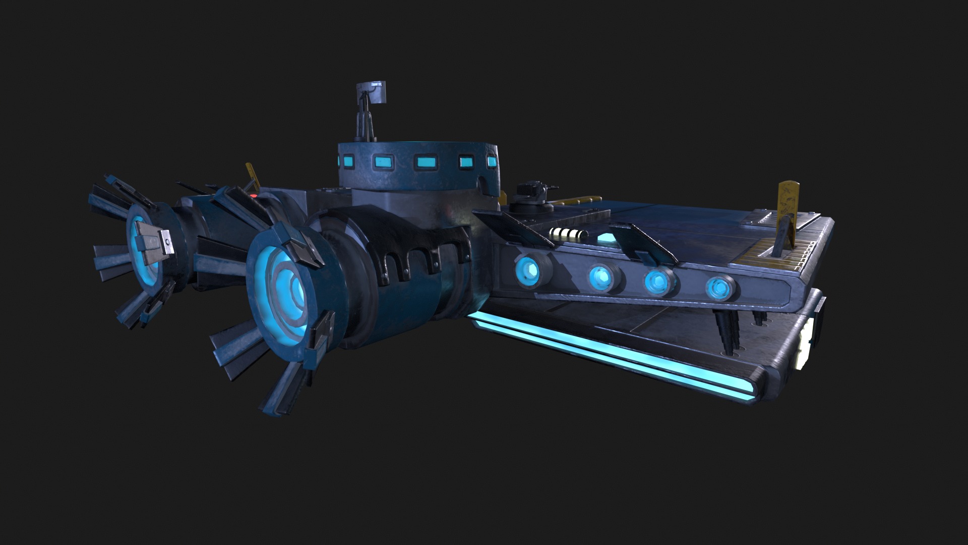 Pirate Rebel Spaceship Low-poly 3D model_3