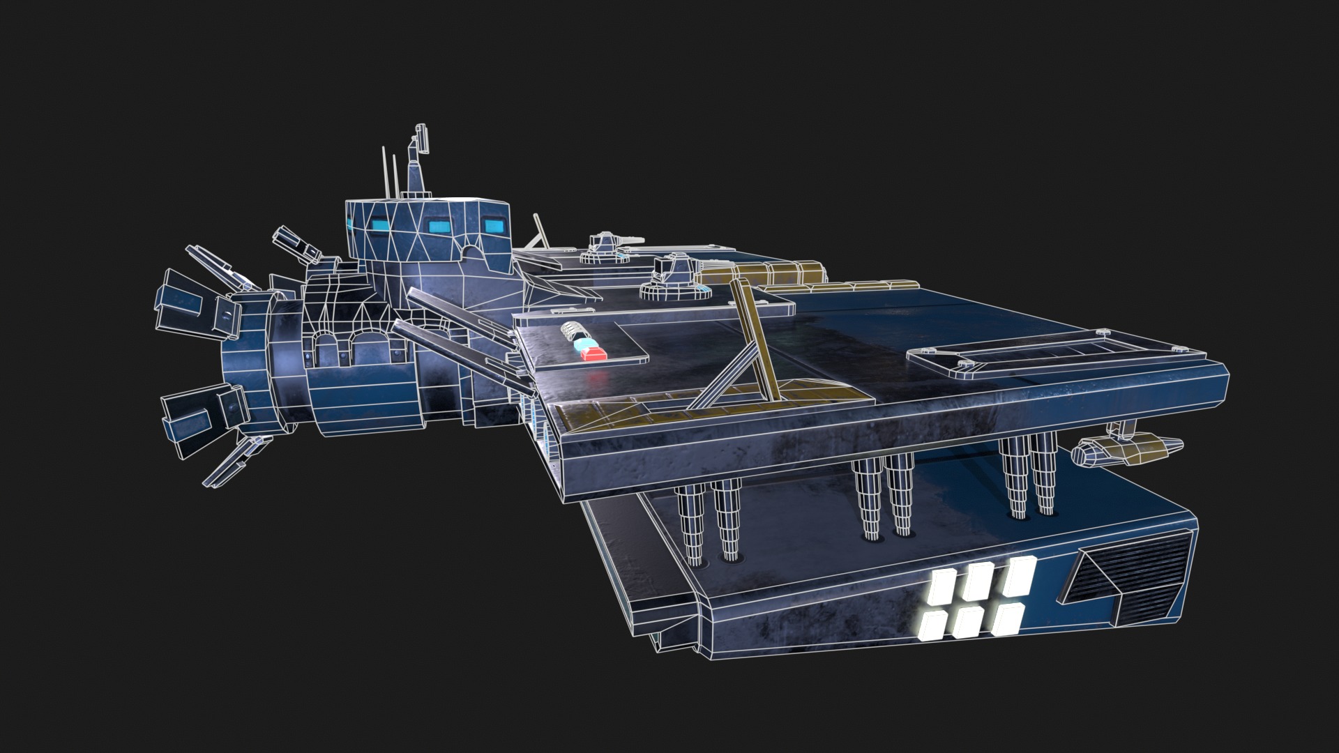 Pirate Rebel Spaceship Low-poly 3D model_19