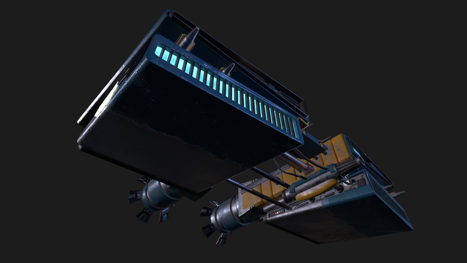 Pirate Rebel Spaceship Low-poly 3D model_12