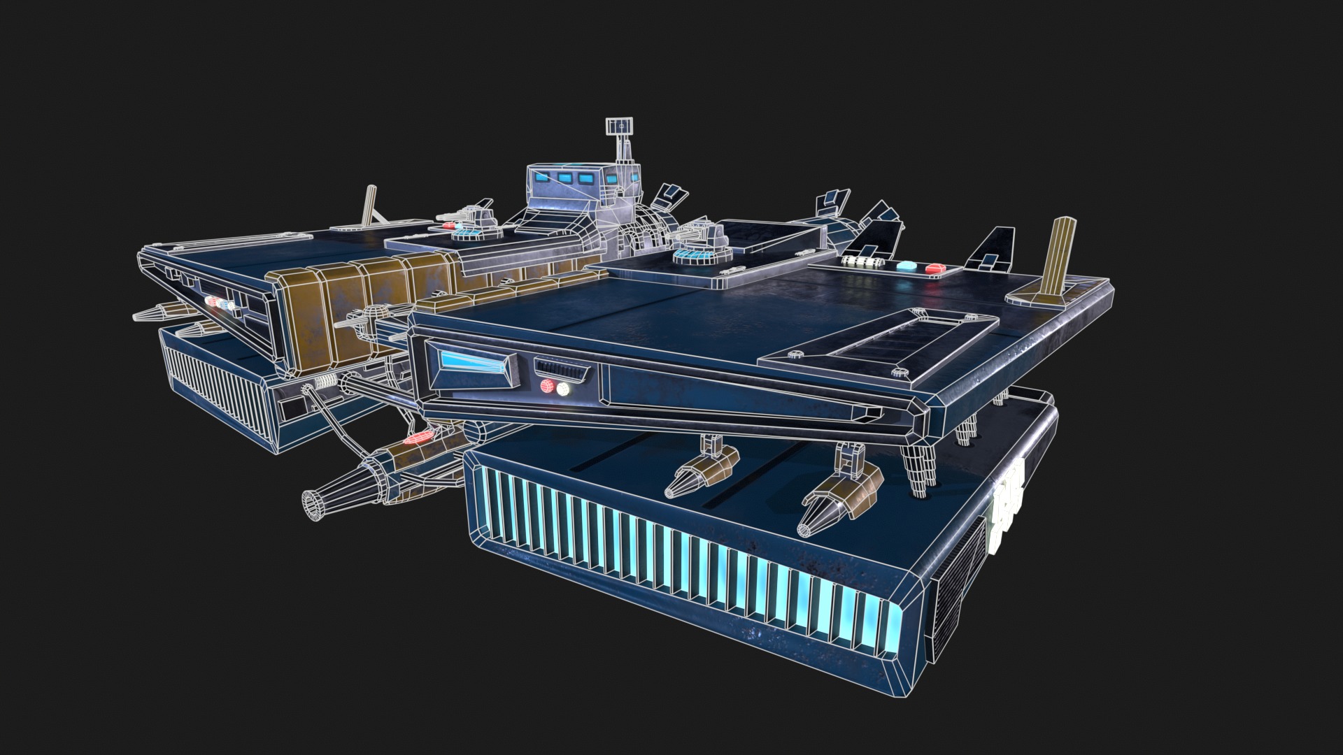 Pirate Rebel Spaceship Low-poly 3D model_10