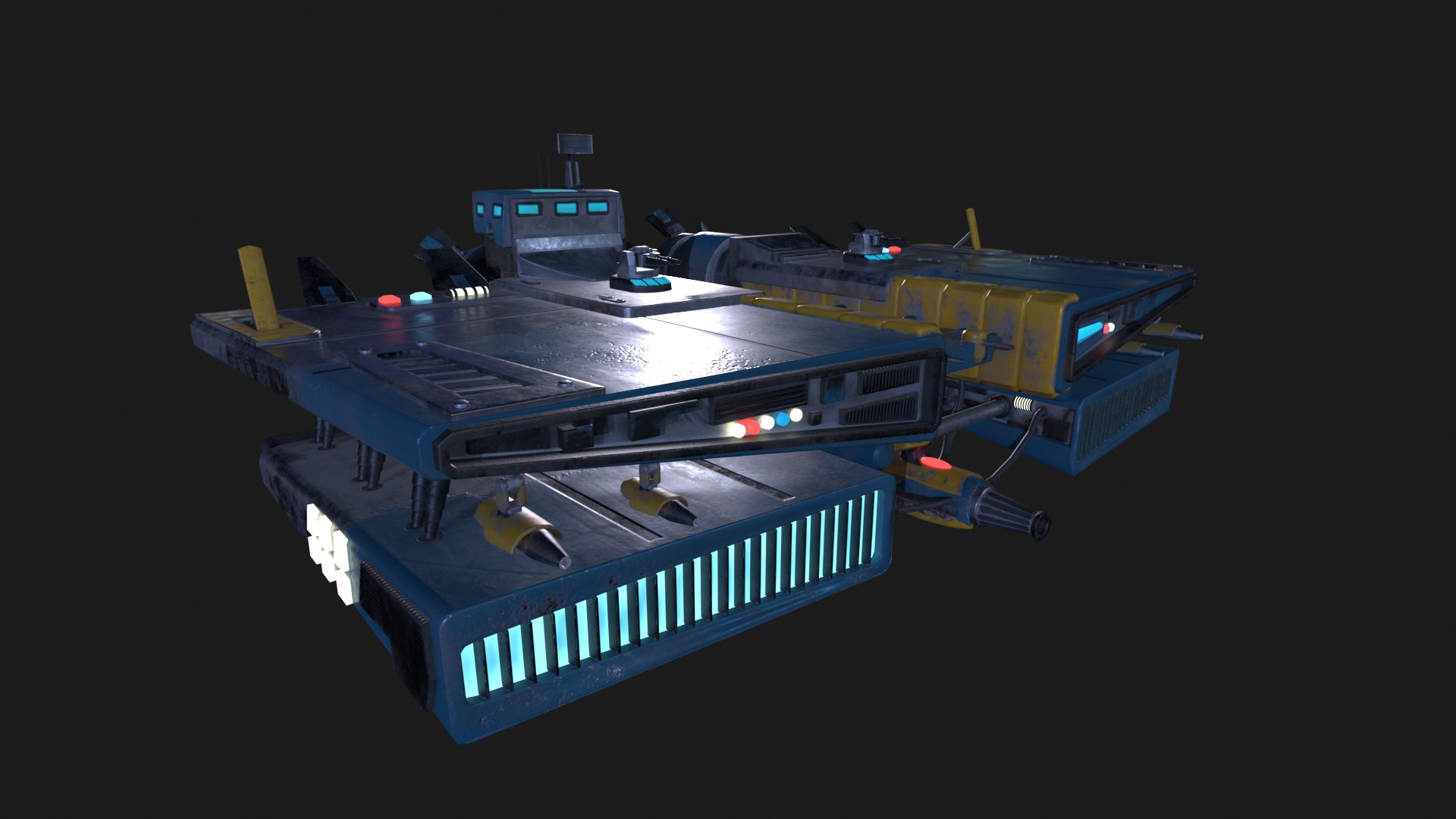 Pirate Rebel Spaceship Low-poly 3D model_2