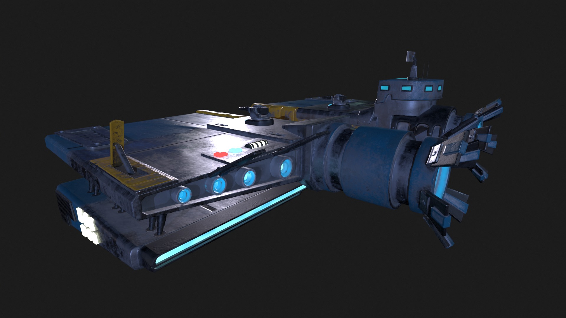 Pirate Rebel Spaceship Low-poly 3D model_4