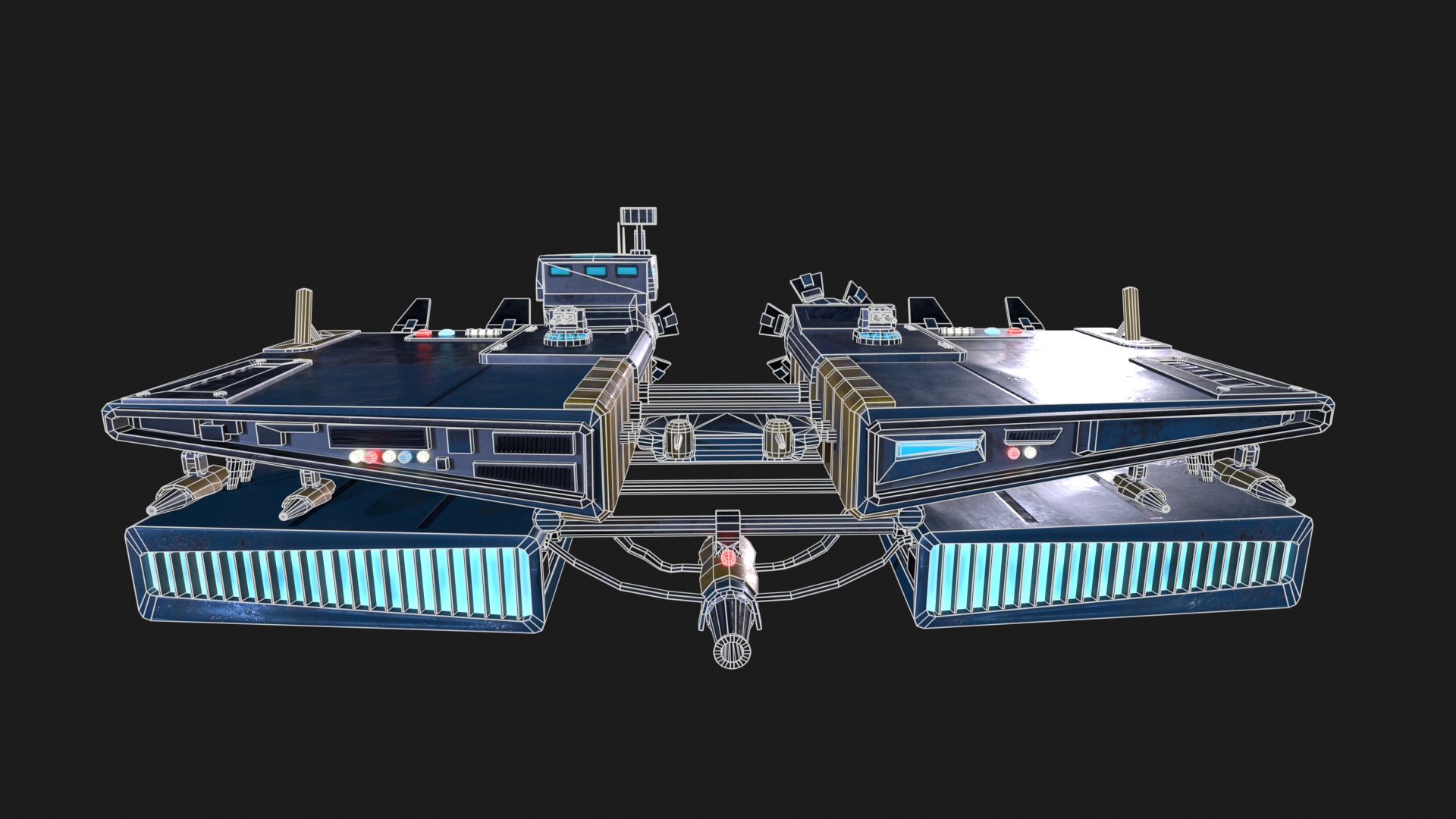 Pirate Rebel Spaceship Low-poly 3D model_14