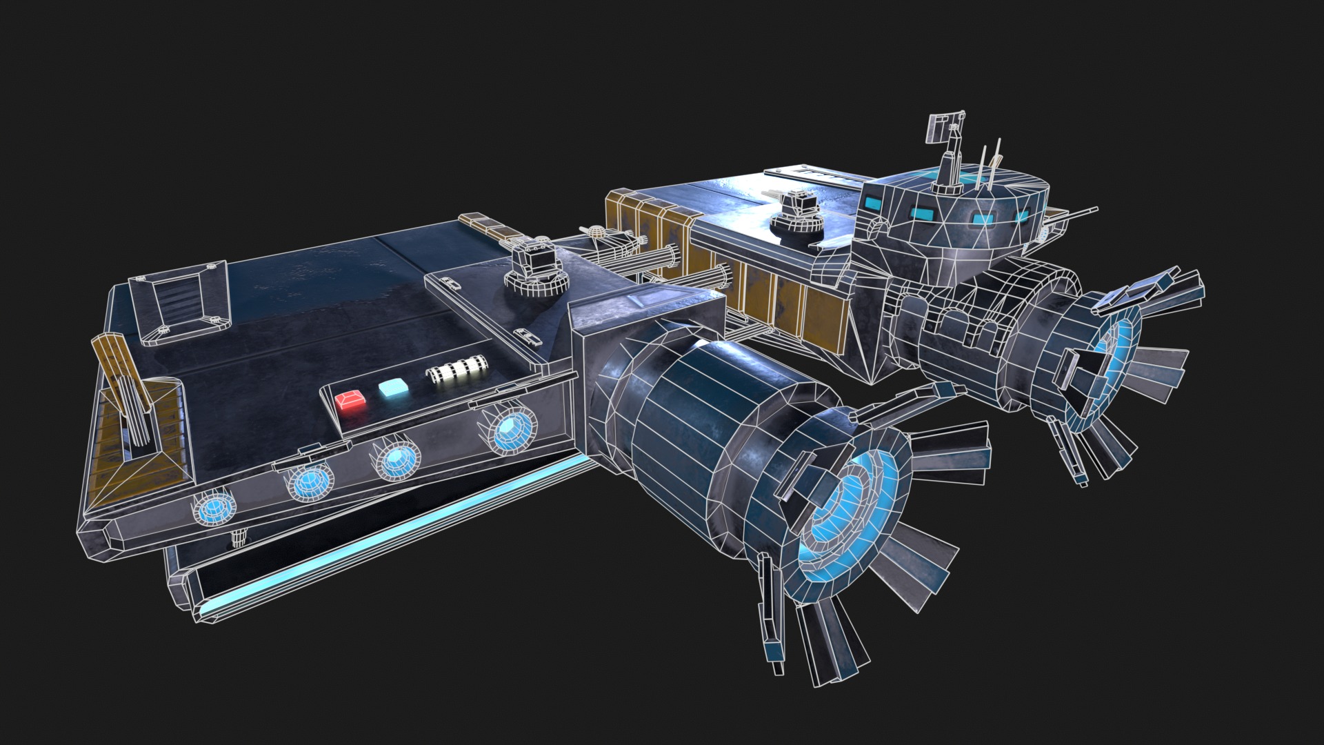 Pirate Rebel Spaceship Low-poly 3D model_15