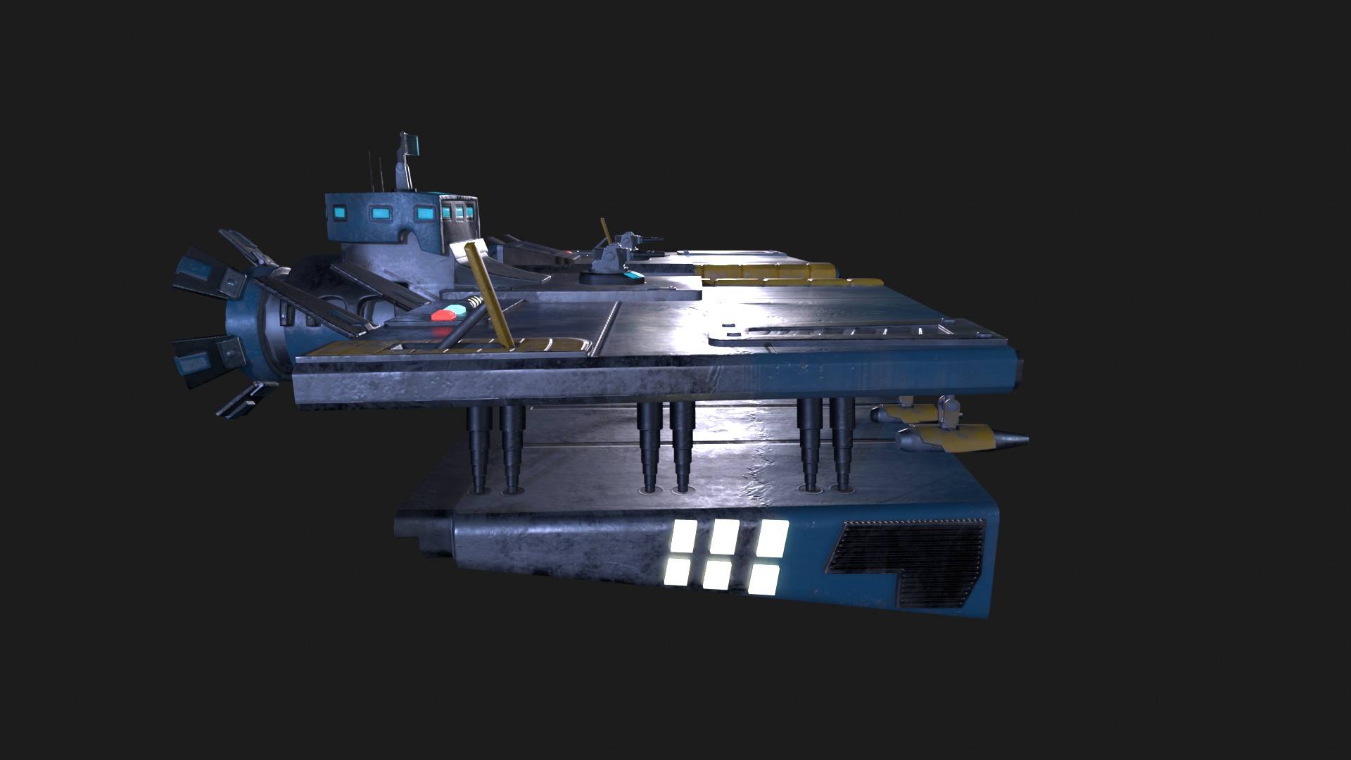 Pirate Rebel Spaceship Low-poly 3D model_1