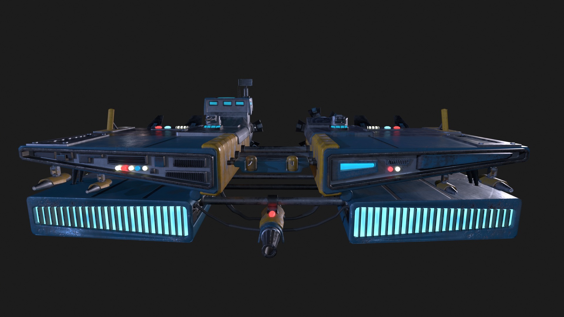 Pirate Rebel Spaceship Low-poly 3D model_5