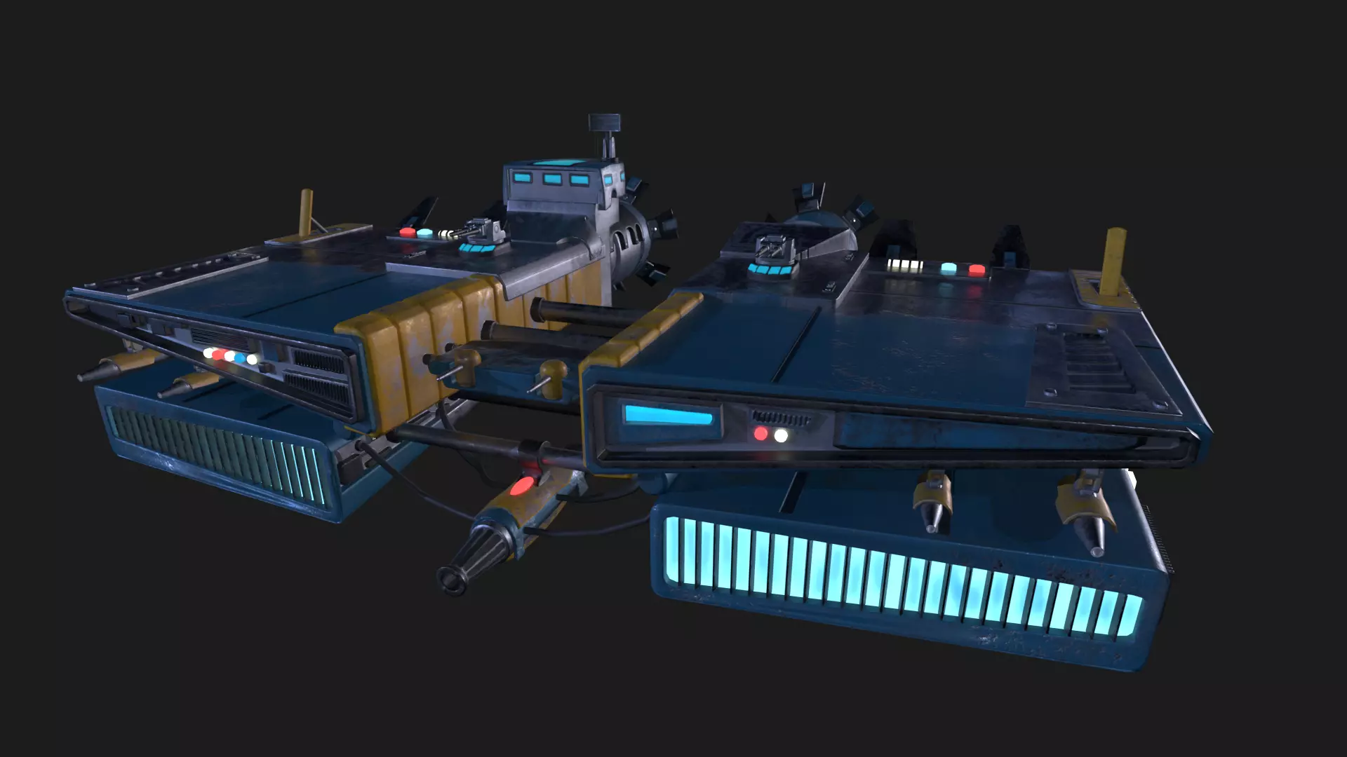 Pirate Rebel Spaceship Low-poly 3D model_0