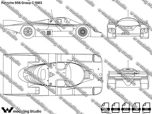 Porsche 956 Group C 1983 blueprint
