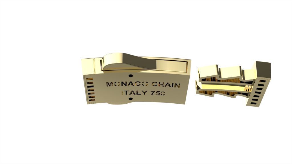 6mm monaco box claps lock for cuban chain 3D print model 3D print model_16