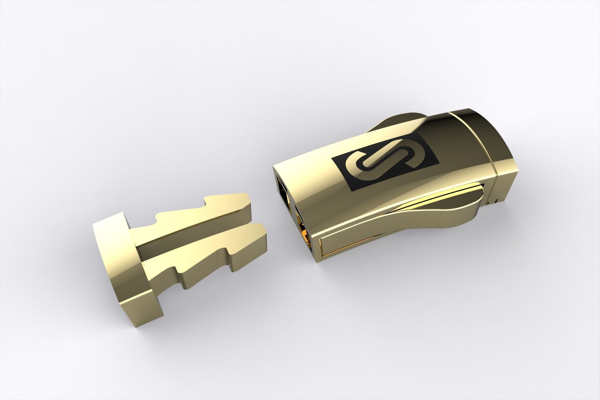 6mm monaco box claps lock for cuban chain 3D print model 3D print model_1