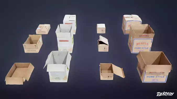 INDUSTRIAL - Cardboard Boxes 05 - LOW POLY AND NANITE Low-poly 3D model