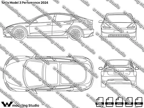 Tesla Model 3 Perfomance 2024 blueprint