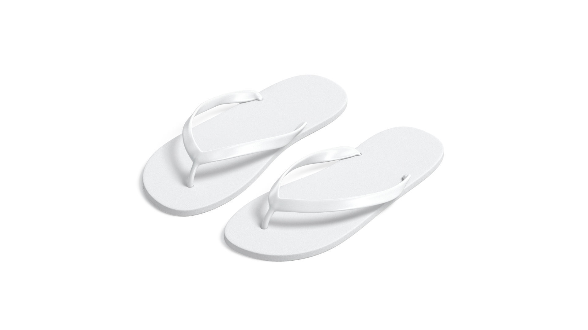 White Beach Slippers - pair of flip-flop rubber sandals 3D model_3