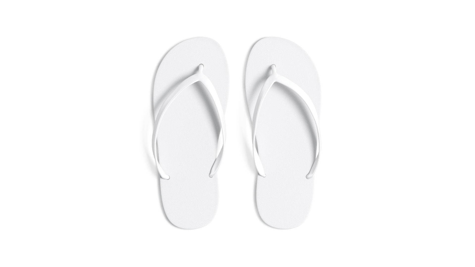 White Beach Slippers - pair of flip-flop rubber sandals 3D model_1