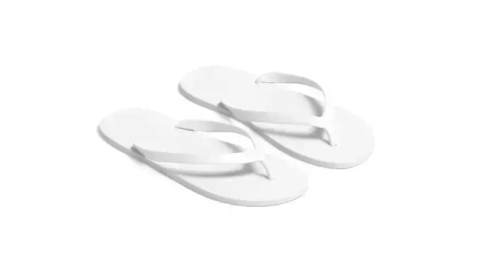 White Beach Slippers - pair of flip-flop rubber sandals 3D model