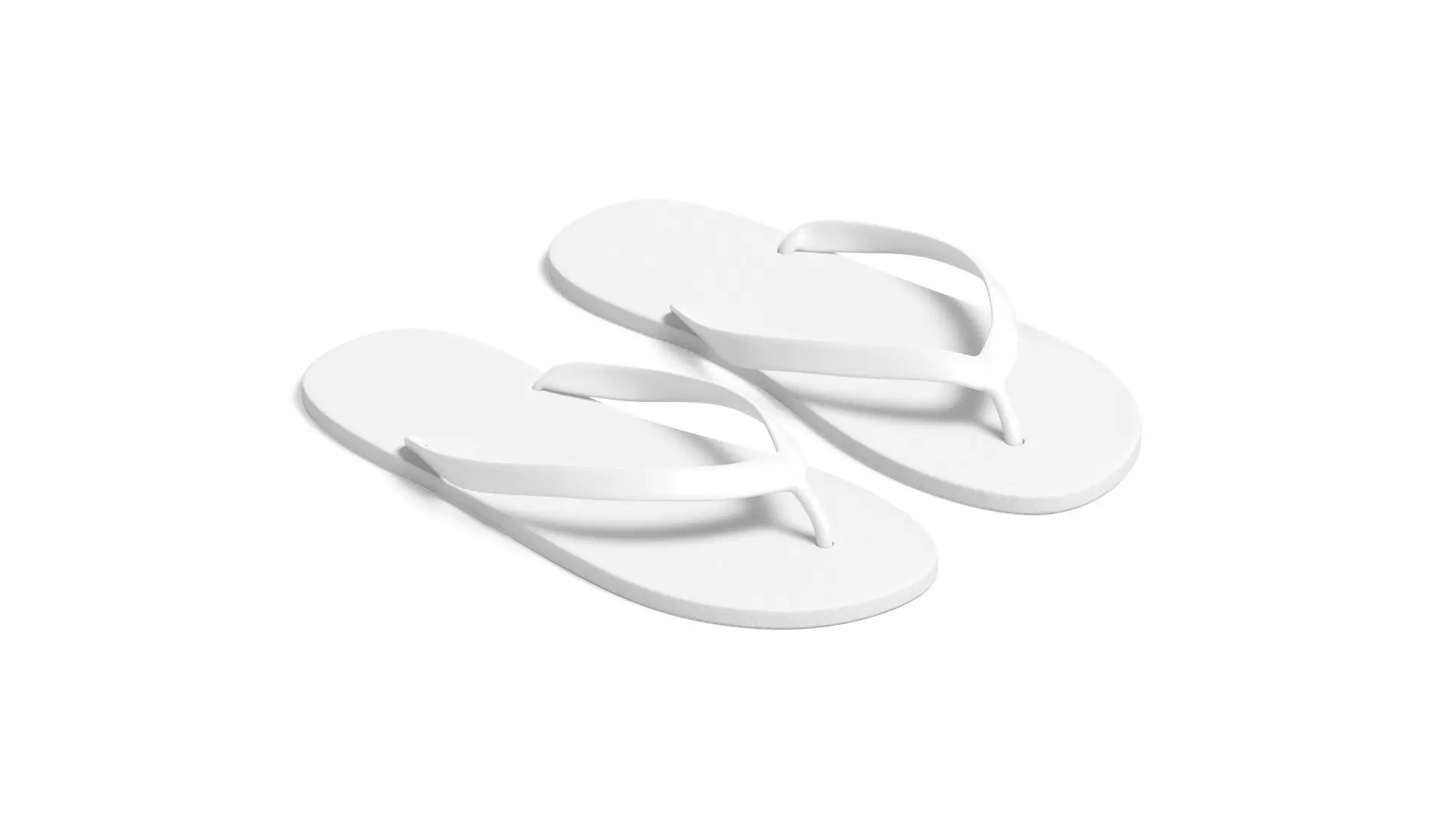 White Beach Slippers - pair of flip-flop rubber sandals 3D model_0