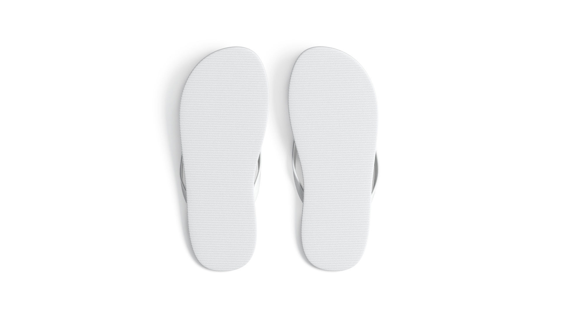 White Beach Slippers - pair of flip-flop rubber sandals 3D model_4